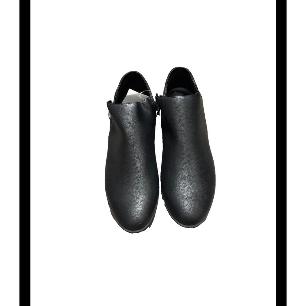 Kensie Sammy Black Ankle Booties Slip On Side Zip Low Heel Shoes Women 8.5